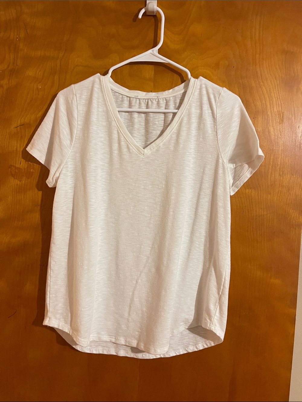 Green Envelope White V-Neck Short Sleeve Top